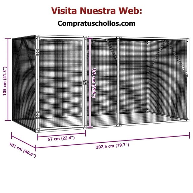 Pajarera para Exterior de Acero 102x208x108 cm