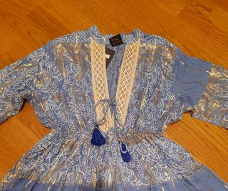 Vestido boho azul y dorado SIN ESTRENAR