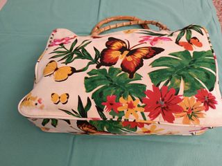 Borsa donna Canvas Butterflies e fiori