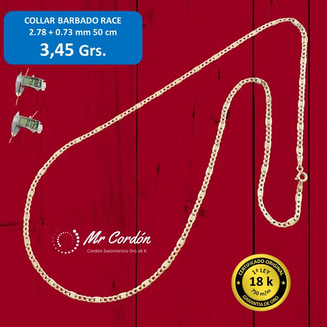 Collar Barbado Race 3.00 mm Oro 18 Kilates
