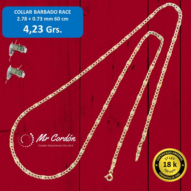 Collar Barbado Race 3.00 mm Oro 18 Kilates
