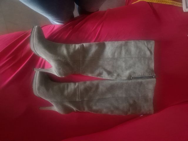 Stivali alti camoscio grigio