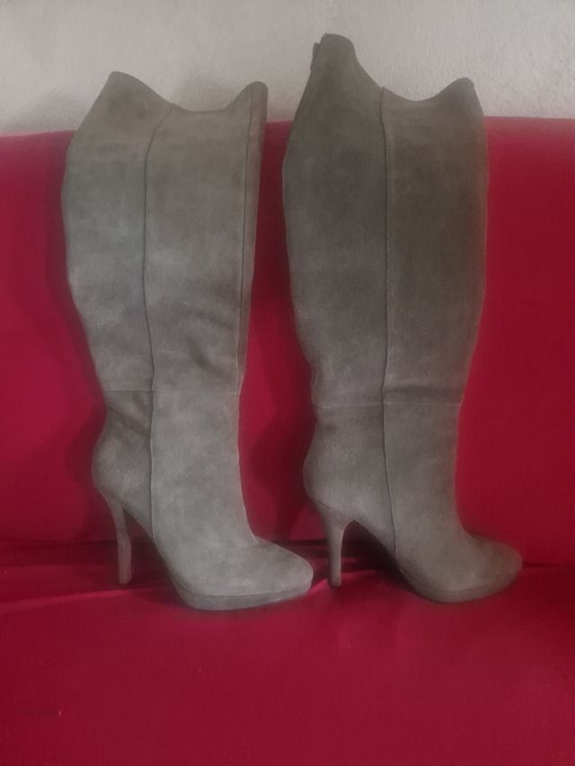 Stivali alti camoscio grigio