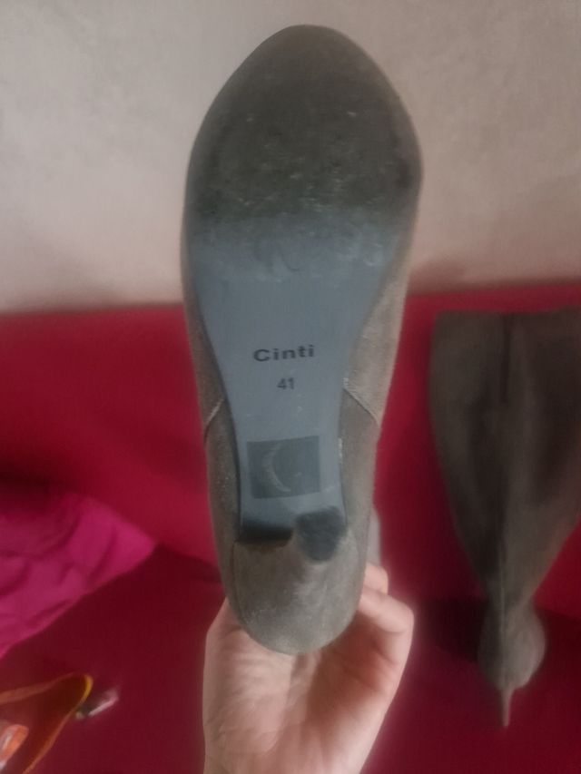 Stivali alti camoscio grigio