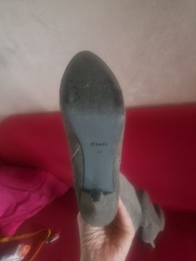 Stivali alti camoscio grigio