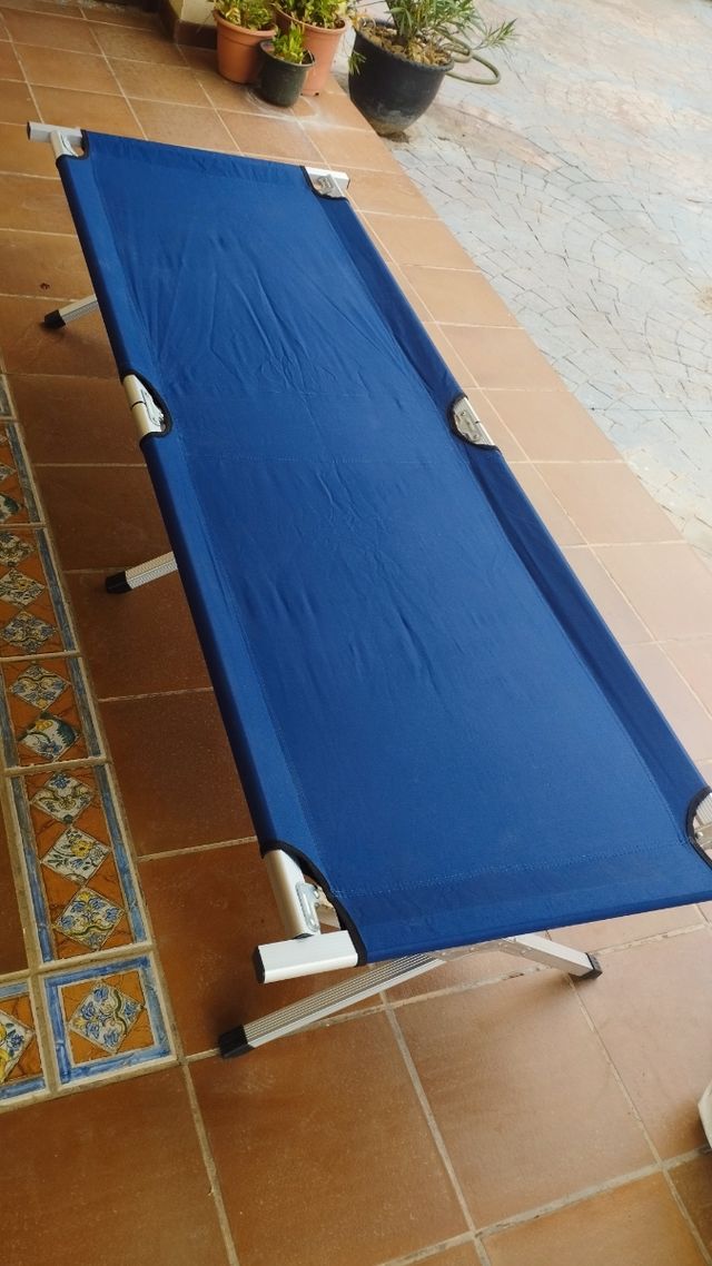 Tumbonas plegables azul y tela dura