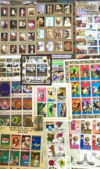 set lotto bolli foglietti 800 francobolli diversi