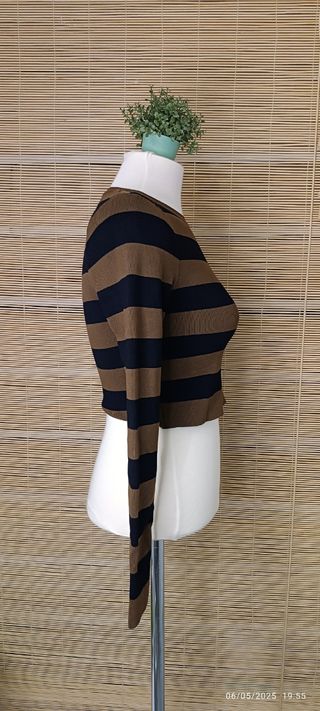 Crop top rayas Zara marrón-negro