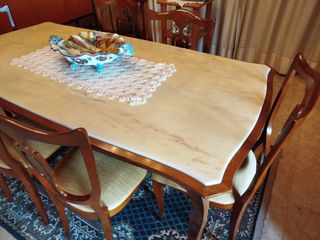 Tavolo marmo 6 sedie stile anni '70