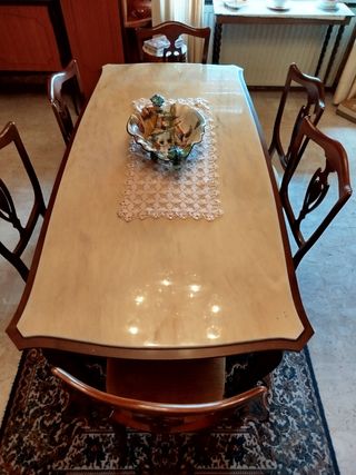 Tavolo marmo 6 sedie stile anni '70
