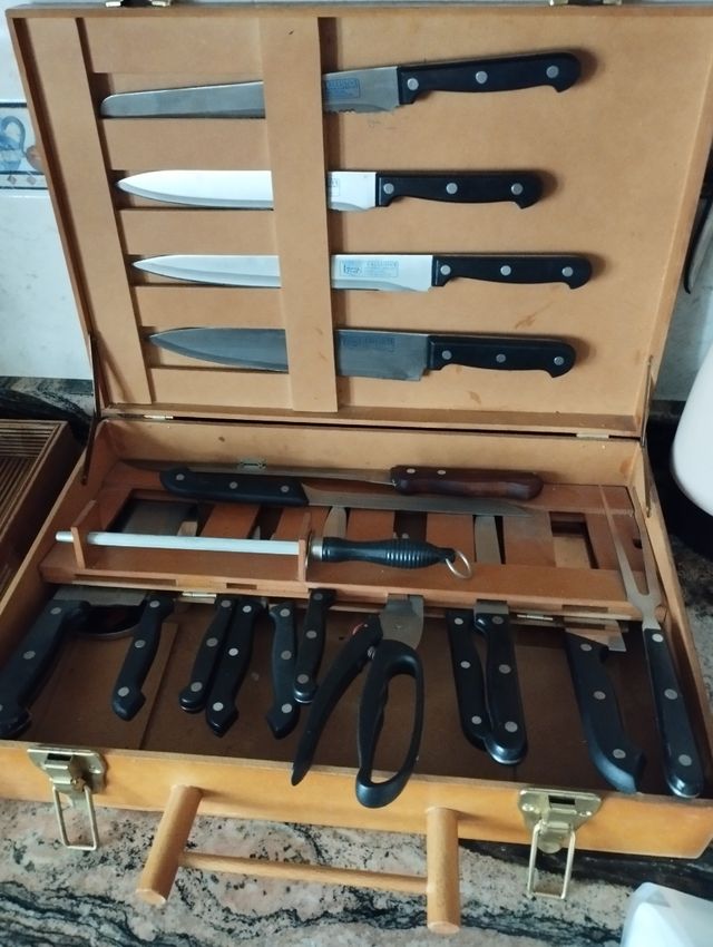 Juego cuchillos cocina madera + soporte