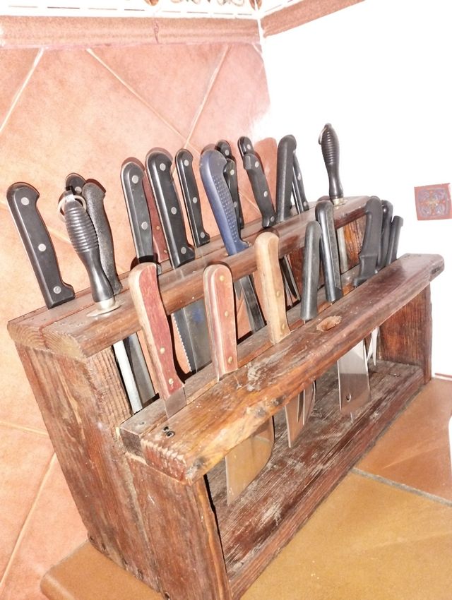 Juego cuchillos cocina madera + soporte