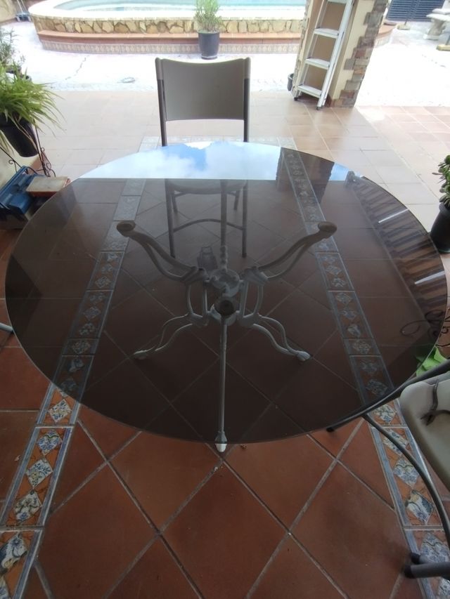 Mesa cristal redonda exterior patio