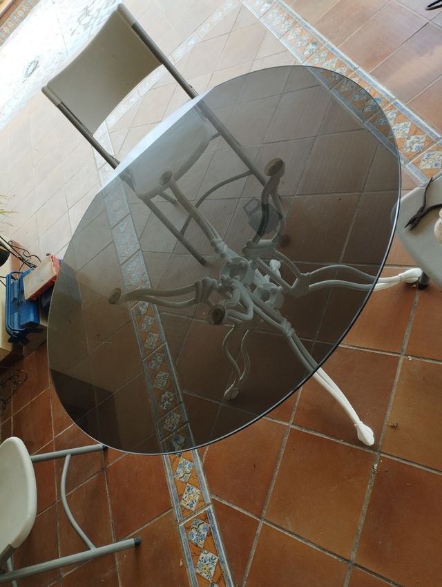 Mesa cristal redonda exterior patio