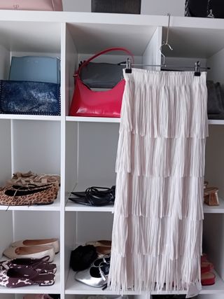 Falda beige flecos - Regalo prenda