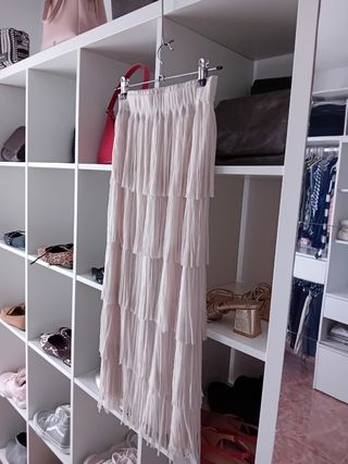 Falda beige flecos - Regalo prenda