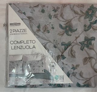 Completo Lenzuola MATRIMONIALE Beige e Verde
