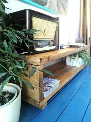 Mueble TV rústico madera maciza