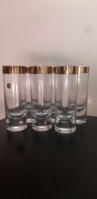 Bicchieri da champagne in cristallo con bordo oro