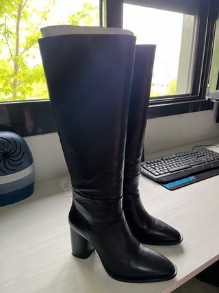 Botas altas Zara piel negra