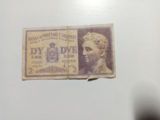 Banconota Regno d'Italia e Albania 2 Lek