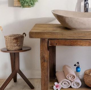 Mueble baño rústico madera maciza