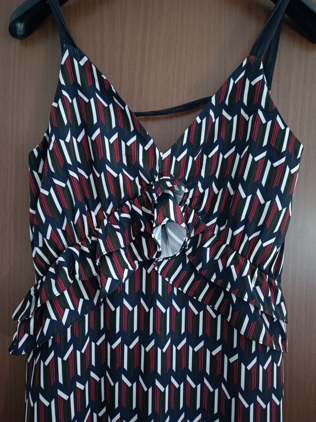 Vestito lungo geometrico rosso e nero tg S