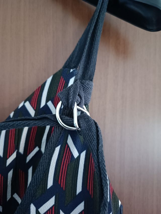 Vestito lungo geometrico rosso e nero tg S