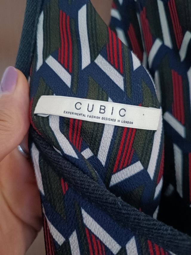 Vestito lungo geometrico rosso e nero tg S