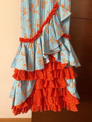 Traje Flamenca Azul Naranja