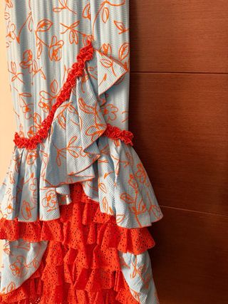 Traje Flamenca Azul Naranja