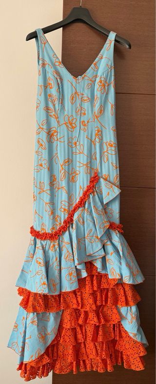 Traje Flamenca Azul Naranja