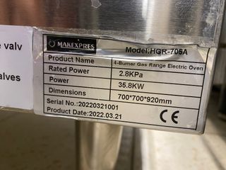 COCINA GAS 4 FUEGOS HORNO ELECTRICO - HGR 705A