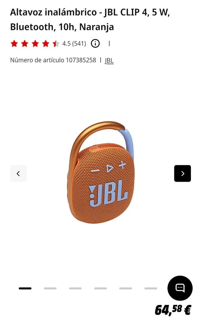 JBL Clip 4 Altavoz Bluetooth Naranja