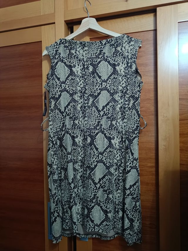 Vestido mini serpiente beige-negro