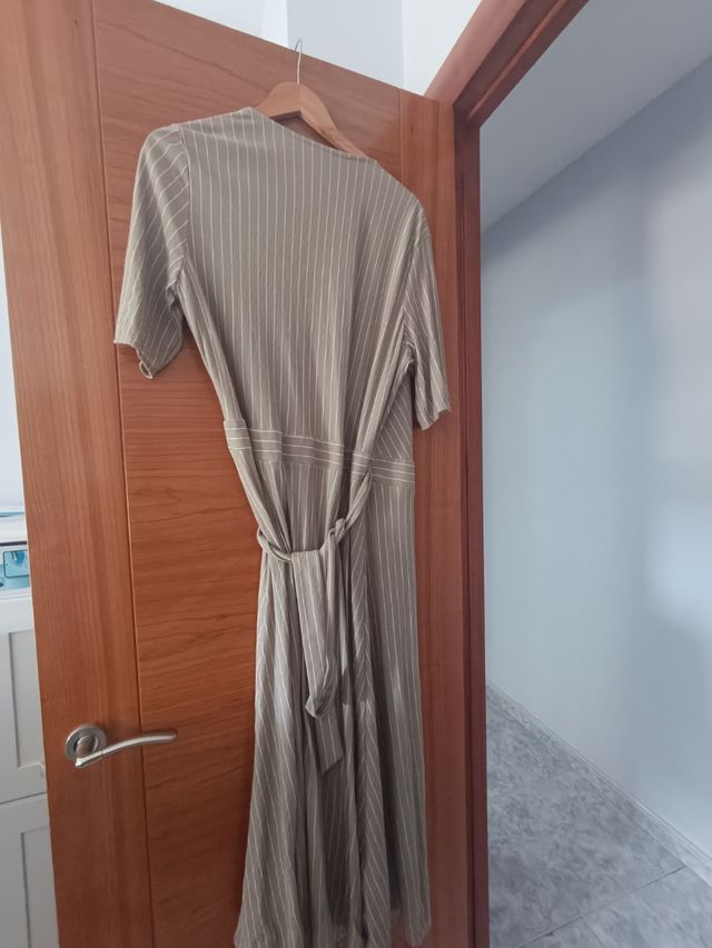 Vestido cruzado rayas verde oliva