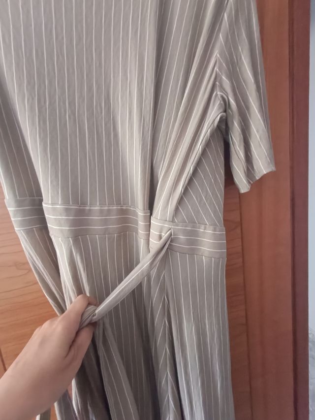 Vestido cruzado rayas verde oliva