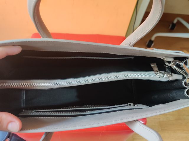 Borsa Caleidos vera pelle grigio chiaro NUOVO