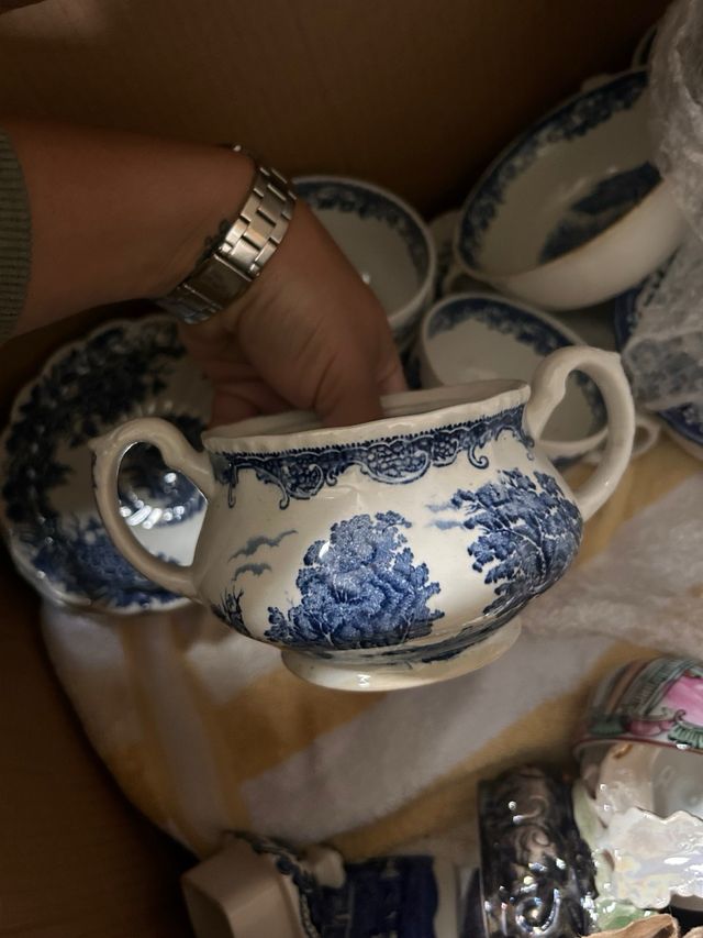 Vajilla inglesa: Plato y centro de mesa