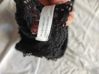 Top Zara encaje semitransparente cuello perkins