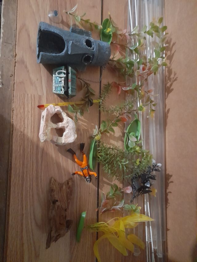 Decoración acuario y termómetro 