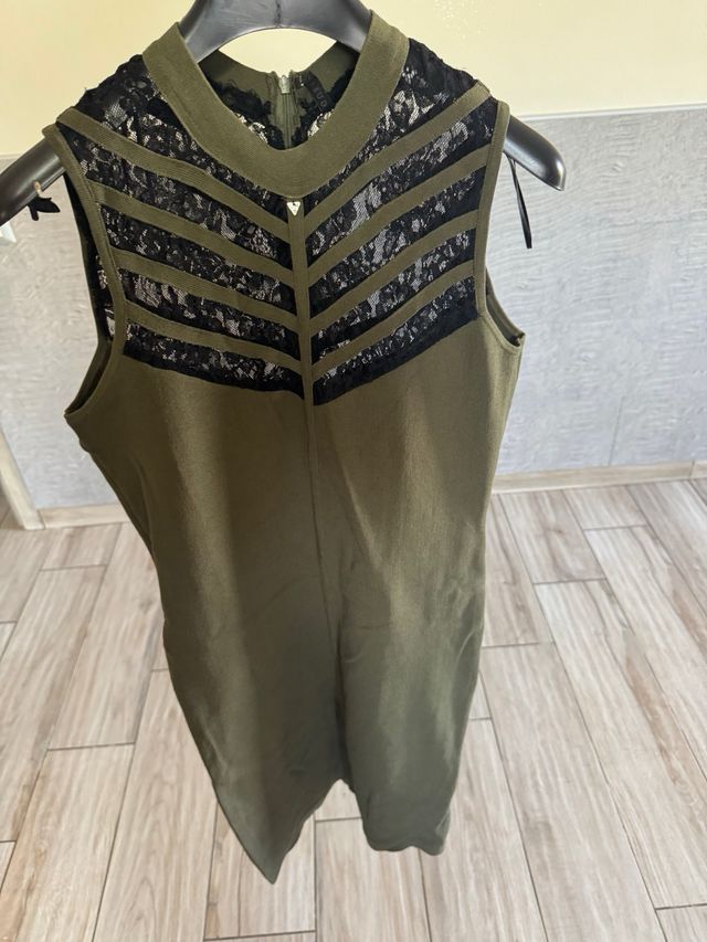 Vestito Donna Verde Oliva con Pizzo