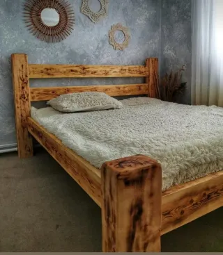 Estructura cama rústica madera maciza