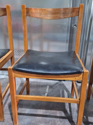 4 Sillas vintage nórdicas - Madera y símil piel