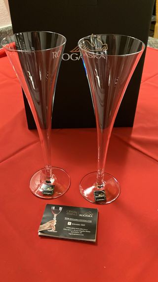 Rogaska 1665 - Coppia di bicchieri flute cristallo