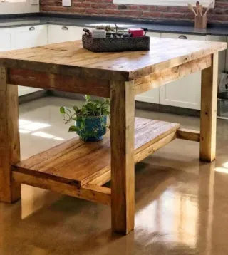 Isla cocina mesa alta rústica madera