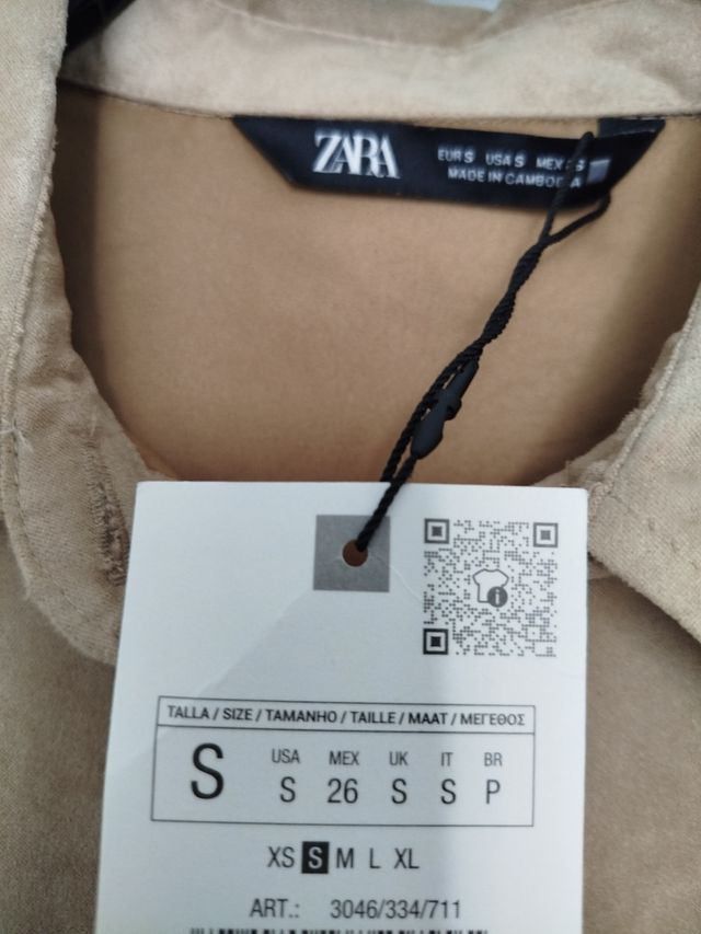 Camisa ante beige Zara,da mucha talla