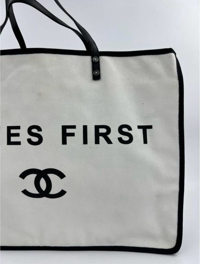Chanel shopping bag cloth tote