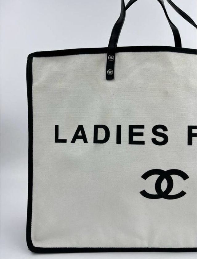 Chanel shopping bag cloth tote
