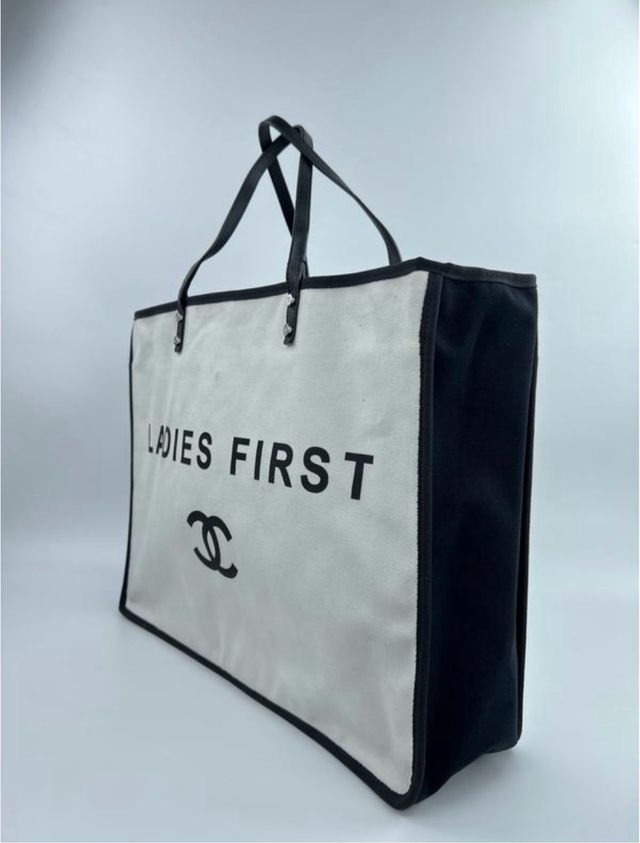Chanel shopping bag cloth tote